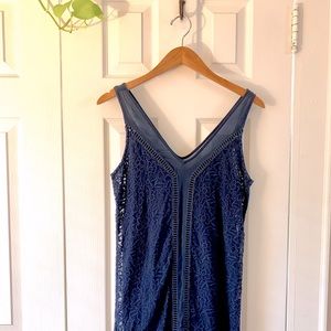 A&F navy shift dress with lace detailing